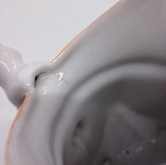 Iridescent Orange and White Squared Pitcher With Cat Handle - Picture 3 of 5